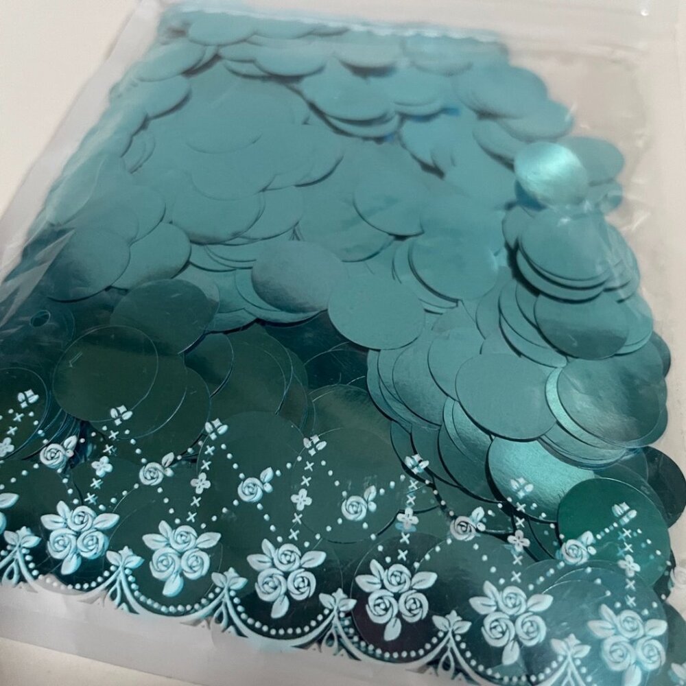 Teal Metallic Confetti Circles